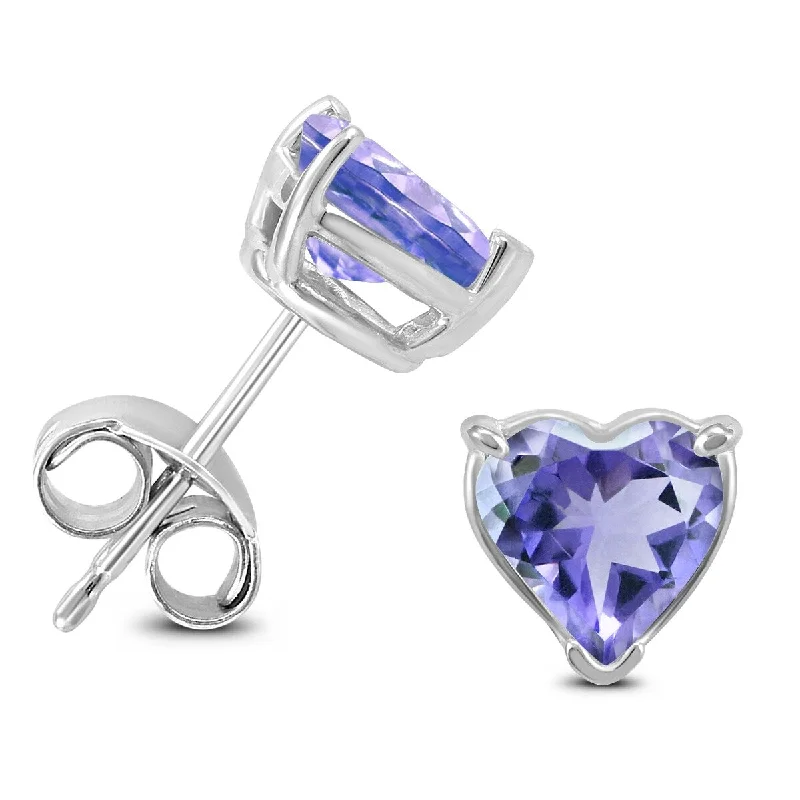 Marquee 14K White Gold 5MM Heart Tanzanite Earrings