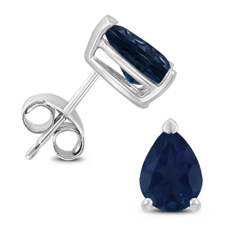 Marquee 14K White Gold 6x4MM Pear Sapphire Earrings