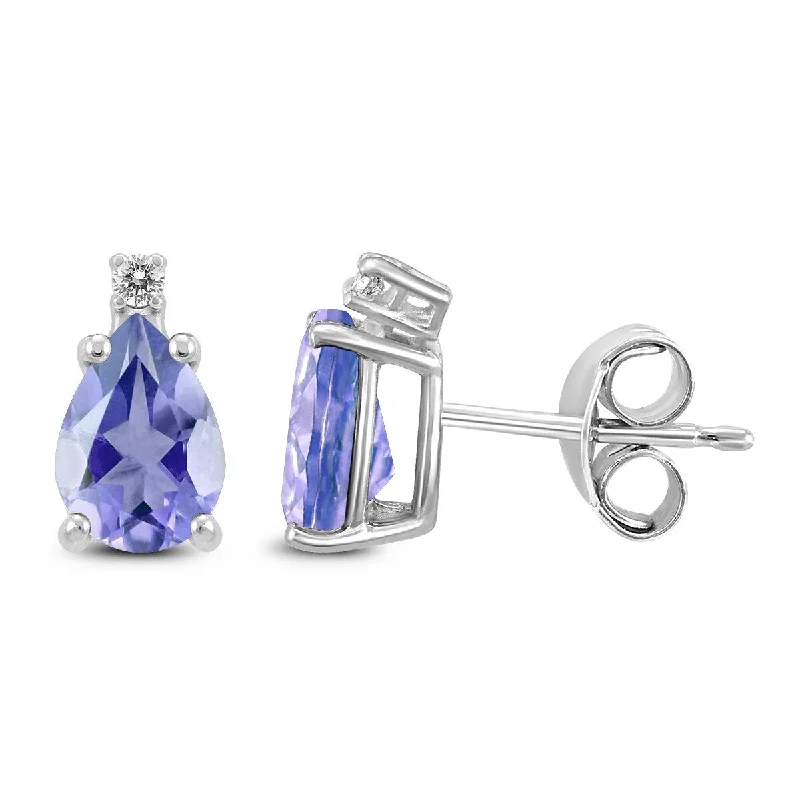 Marquee 14K White Gold 6x4MM Pear Tanzanite and Diamond Earrings