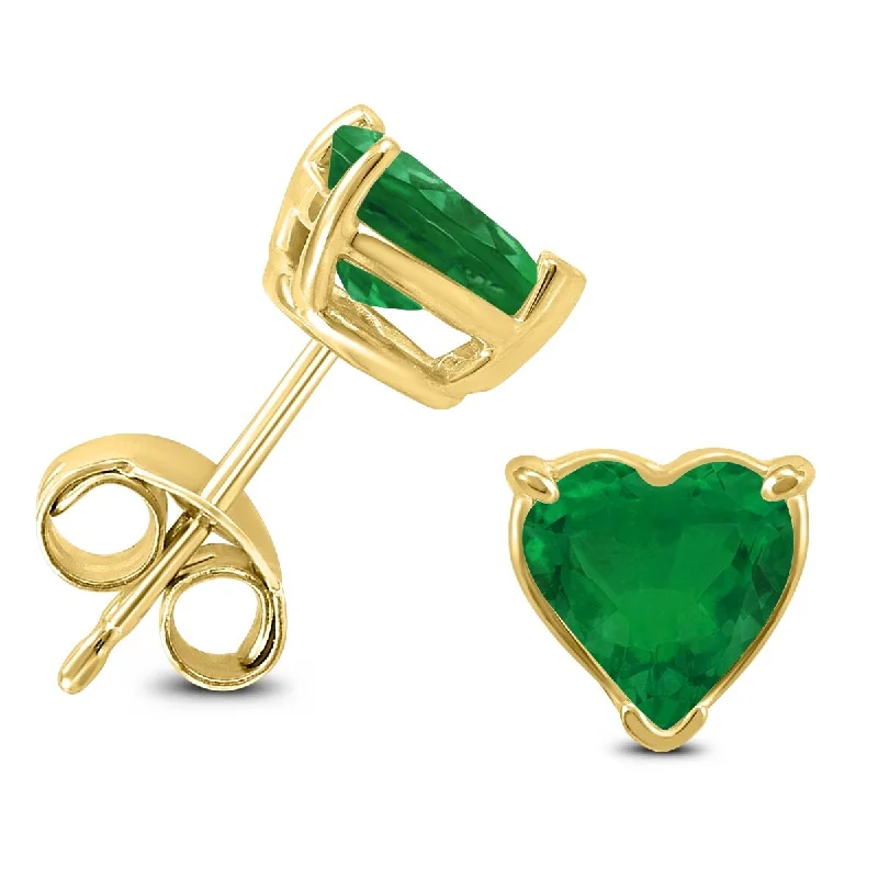 Marquee 14K Yellow Gold 5MM Heart Emerald Earrings