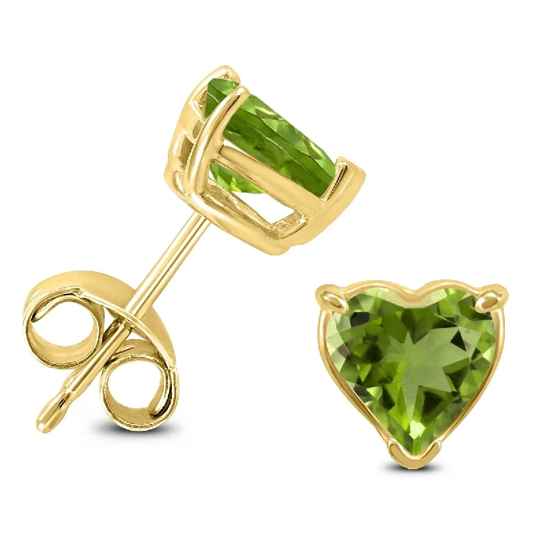 Marquee 14K Yellow Gold 5MM Heart Peridot Earrings