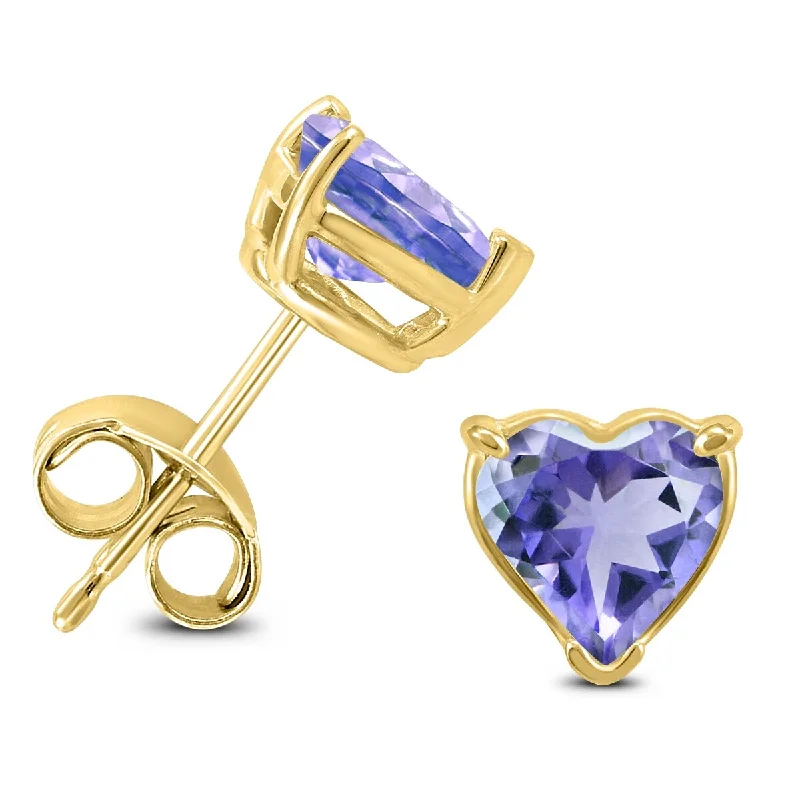 Marquee 14K Yellow Gold 5MM Heart Tanzanite Earrings