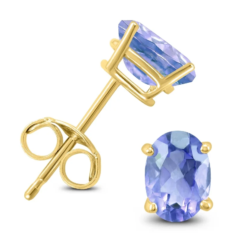 Marquee 14K Yellow Gold 5x3MM Oval Tanzanite Earrings