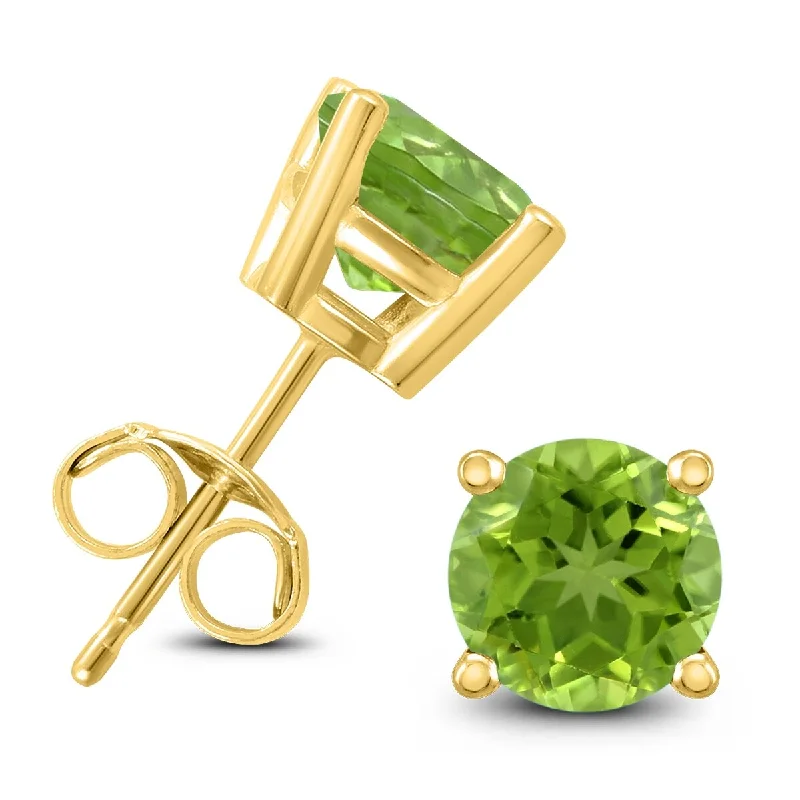 Marquee 14K Yellow Gold 6MM Round Peridot Earrings