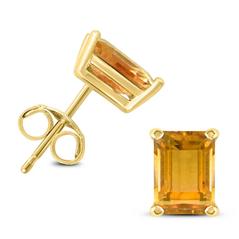 Marquee 14K Yellow Gold 6x4MM Emerald Shaped Citrine Earrings