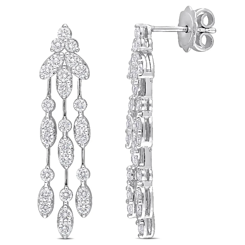 Miadora 14k White Gold 1 4/5ct TDW Diamond Floral Chandelier Drop Earrings