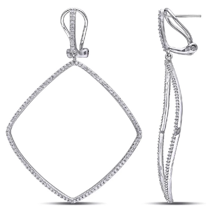 Miadora 14k White Gold 3/4ct TDW Diamond Dangle Earrings