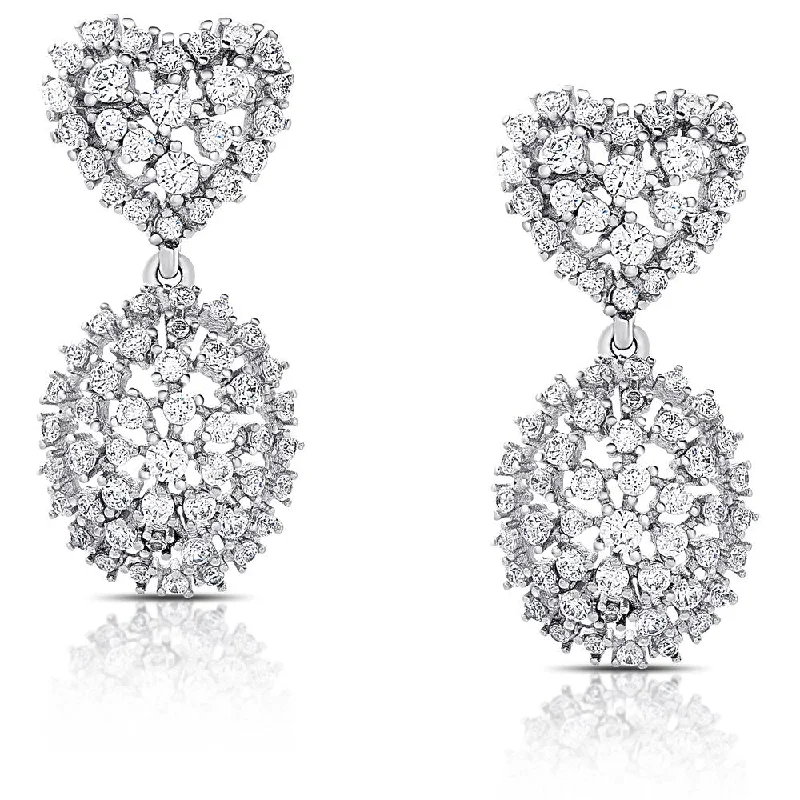 Samantha Stone Sterling Silver Cubic Zirconia Heart and Oval Drop Earrings