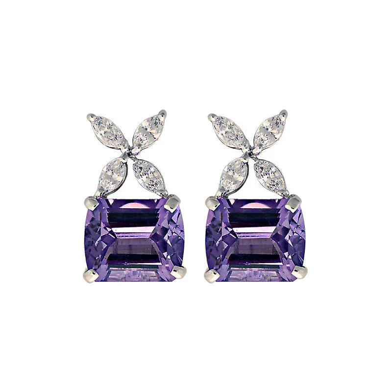 Earrings-Amethyst and Crystal