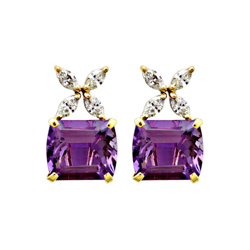 Earrings-Amethyst and Diamond