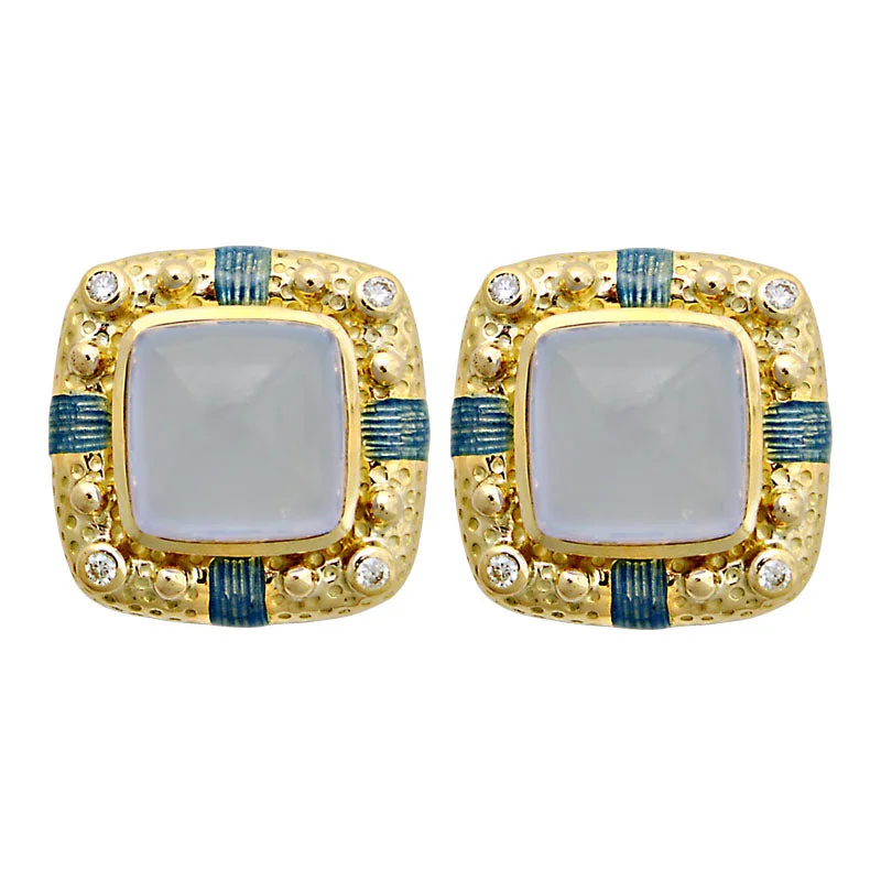 Earrings-Chalcedony and Diamond (Enamel)