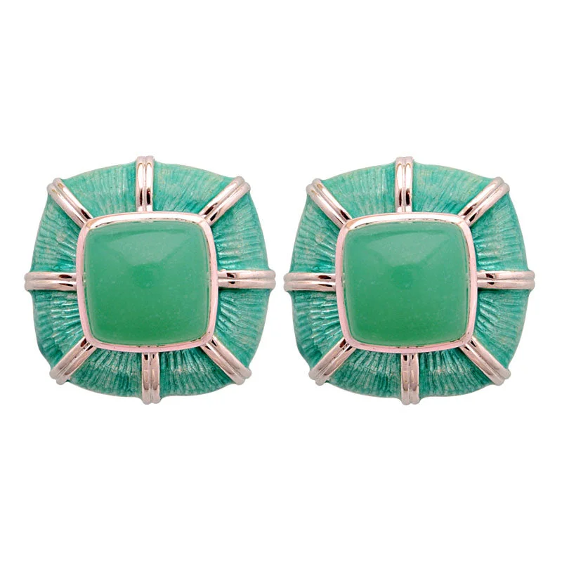 Earrings-Chrysoprase (Enamel)