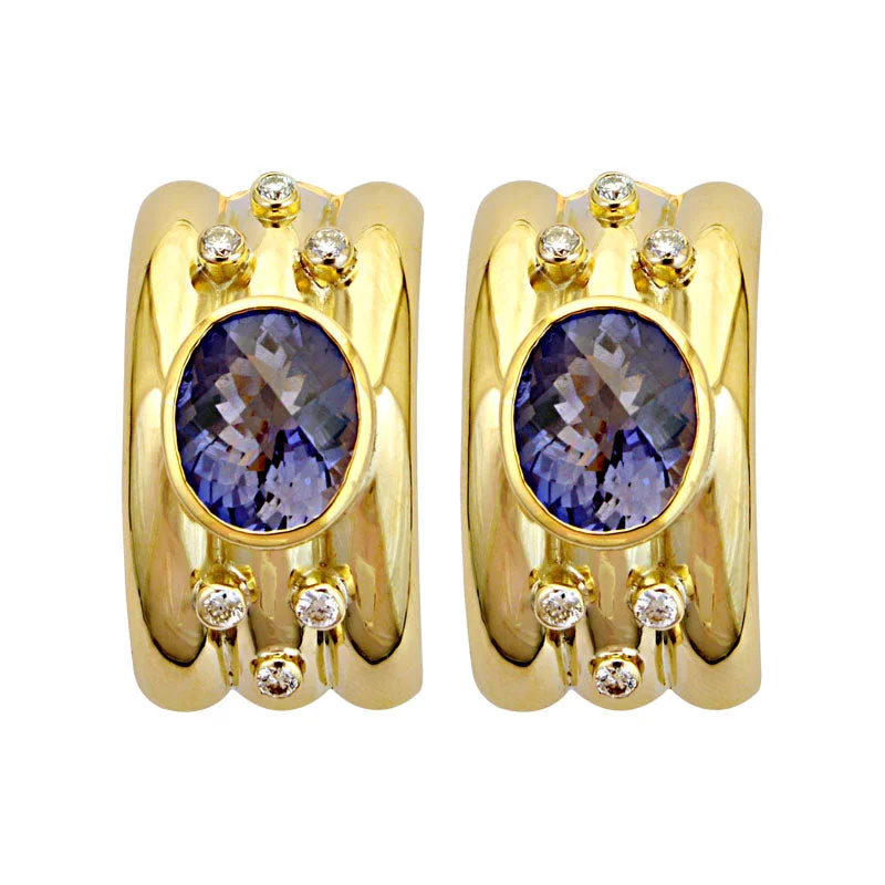 Earrings-Iolite and Diamond