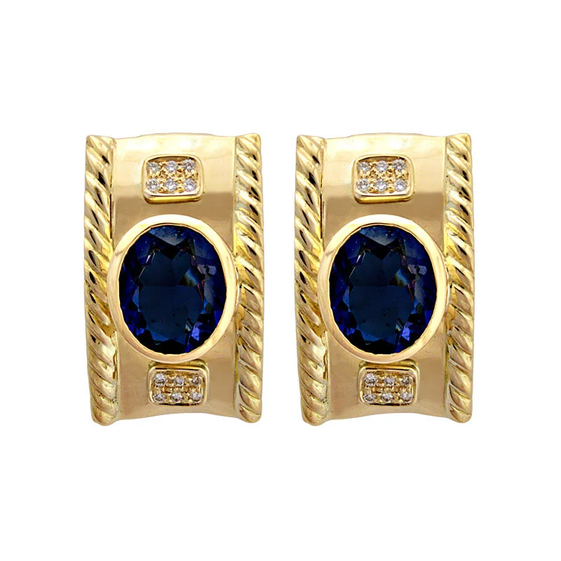 Earrings-Iolite and Diamond