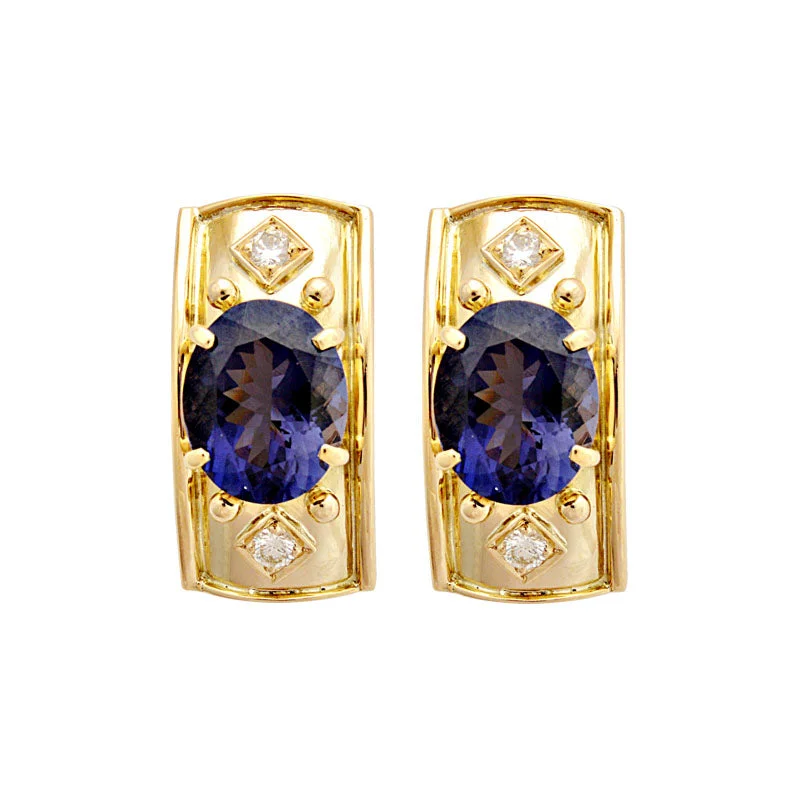 Earrings-Iolite and Diamond