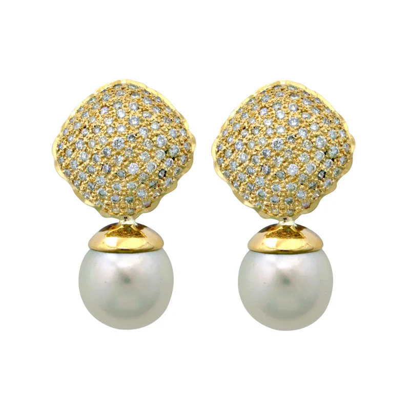 Earrings-Pearl and Diamond