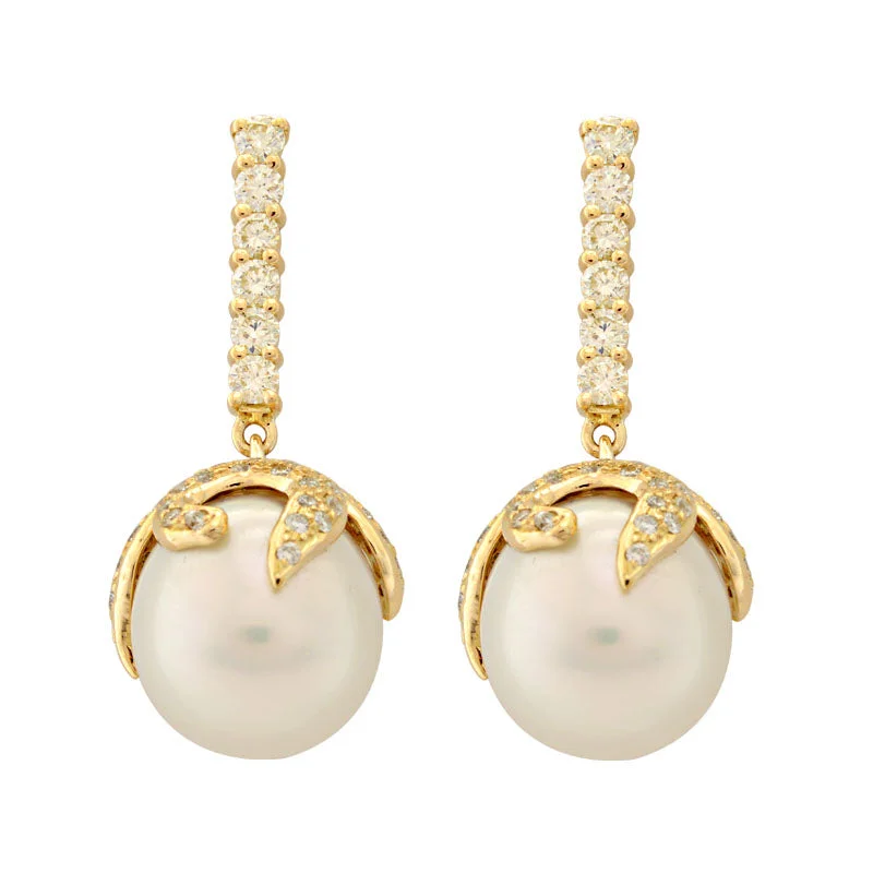 Earrings-Pearl and Diamond