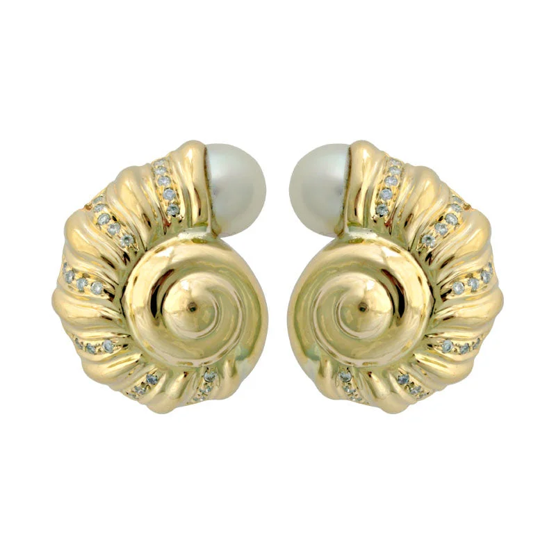 Earrings-Pearl and Diamond