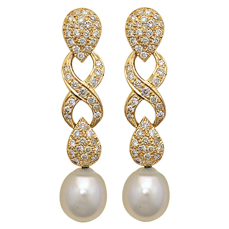 Earrings-Pearl and Diamond