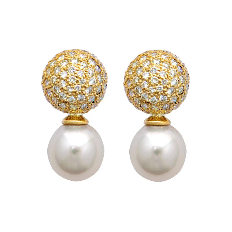 Earrings-Pearl and Diamond