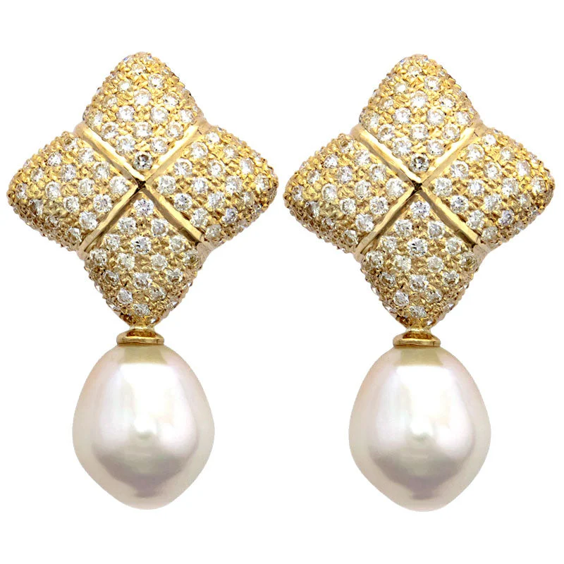 Earrings-Pearl and Diamond