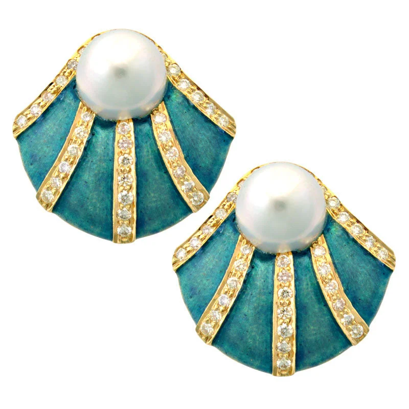 Earrings-Pearl and Diamond (Enamel)