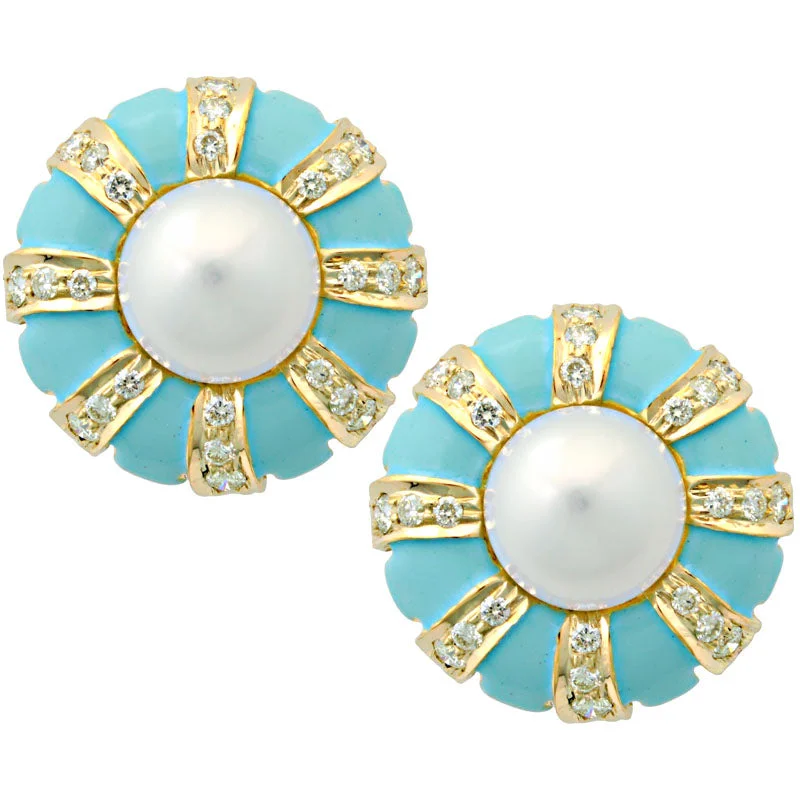 Earrings-Pearl and Diamond (Enamel)