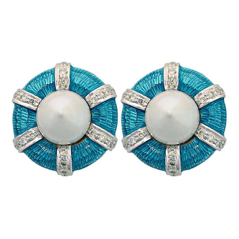 Earrings-South Sea Pearl and Diamond (Enamel)