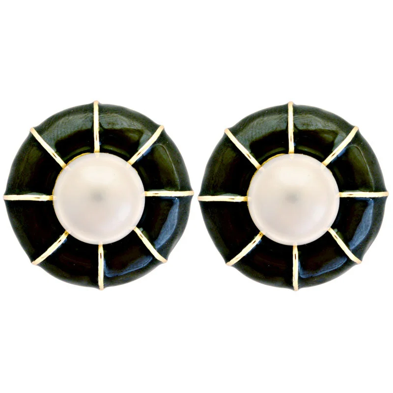 Earrings-South Sea Pearl (Enamel)