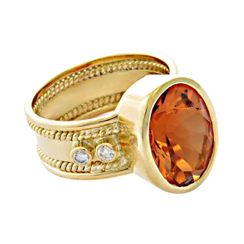 Ring-Citrine and Diamond