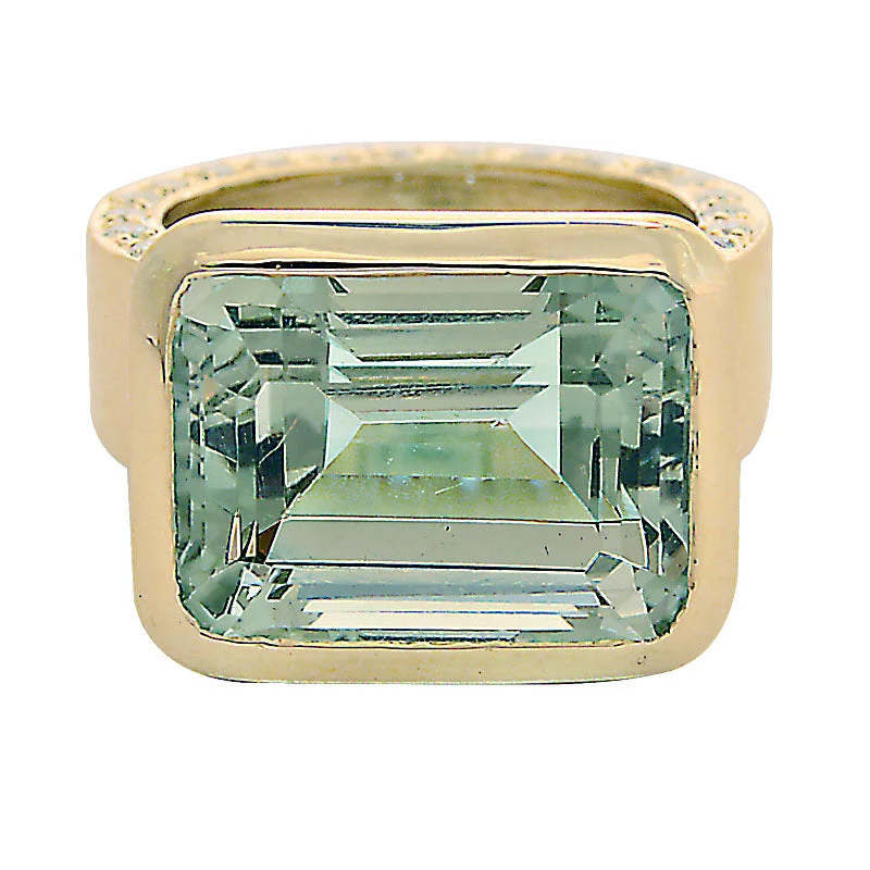 Ring-Green Quartz and Diamond