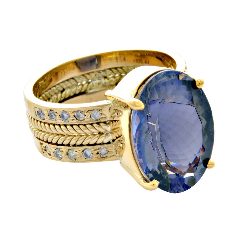 Ring-Iolite and Diamond