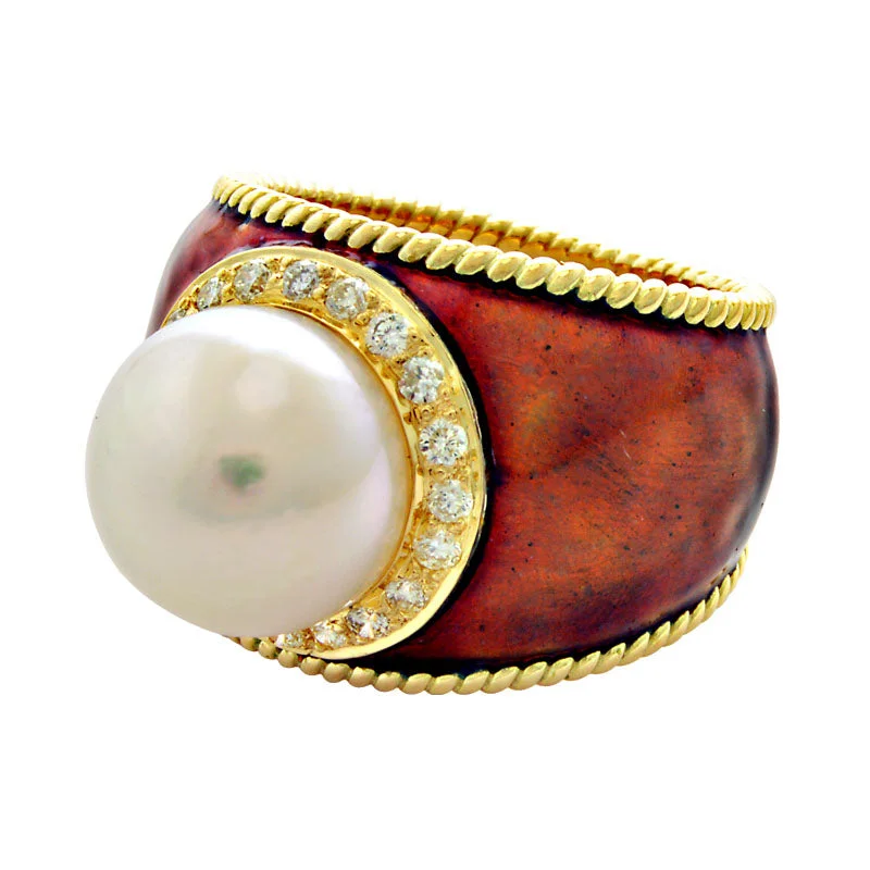 Ring-Pearl and Diamond (Enamel)