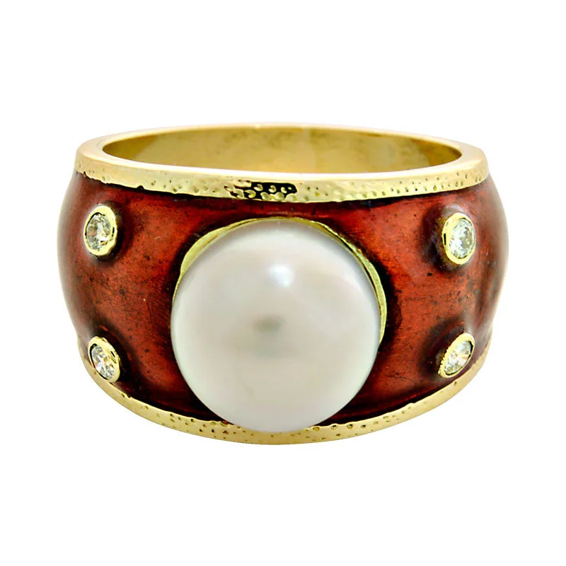 Ring-South Sea Pearl and Diamond (Enamel)