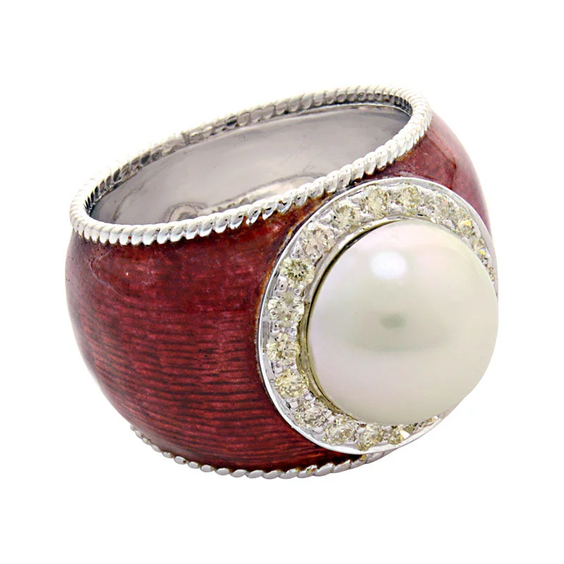 Ring-South Sea Pearl and Diamond (Enamel)